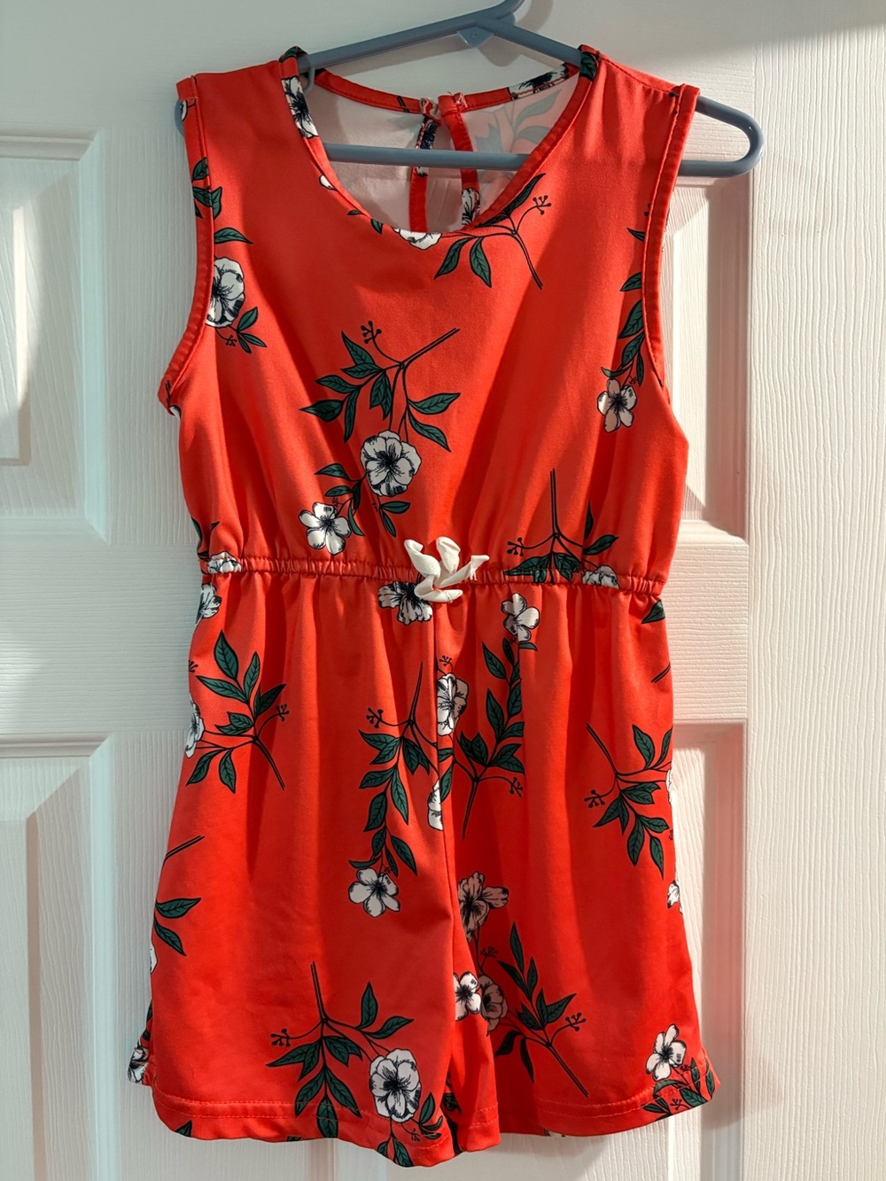 Kids Red Floral Sleeveless Romper